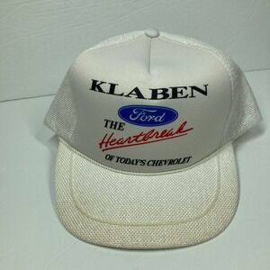 Klaben Ford Chevrolet‎ Cap Hat White Adjustable Trucker Snapback Randolph Ohio